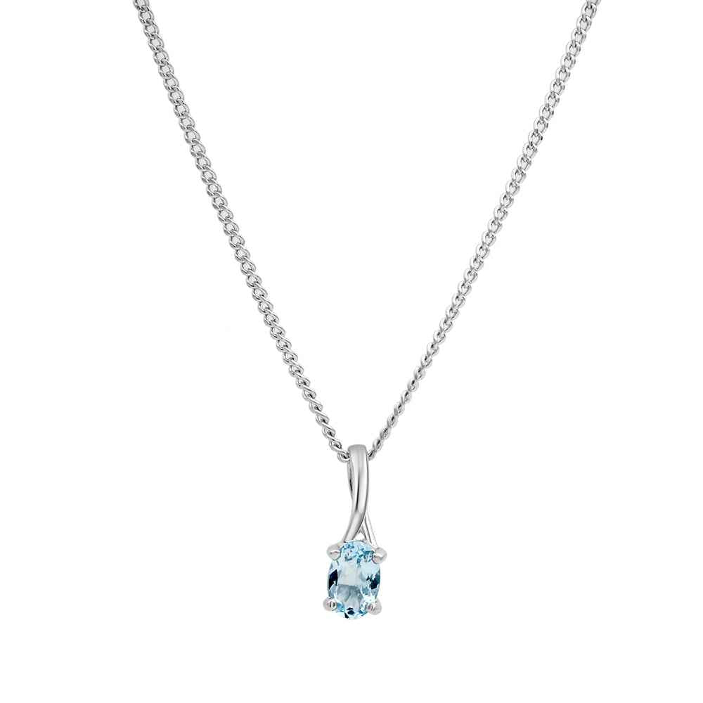 9CT WG AQUAMARINE PENDANT