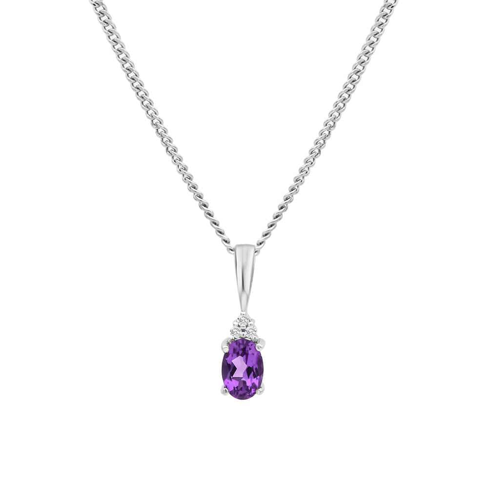9CT WG AMETHYST & DIAMOND PENDANT