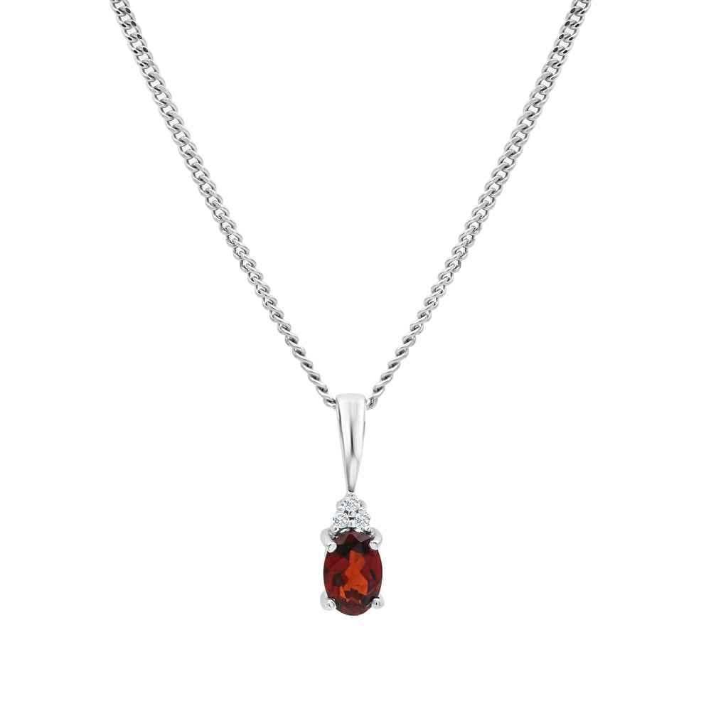 9CT WG GARNET & DIAMOND PENDANT