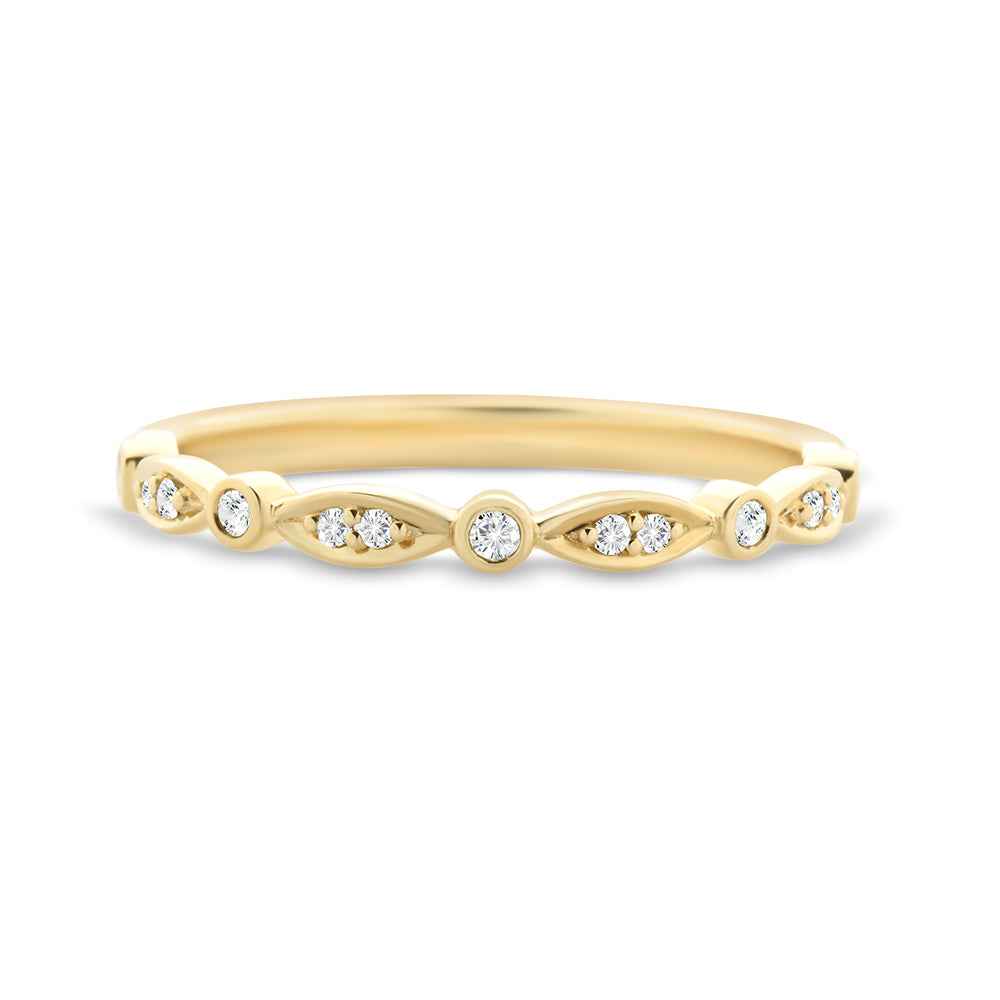 9ct Yellow Gold Bead & Bezel Set Diamond Ring - Watsons Jewellers