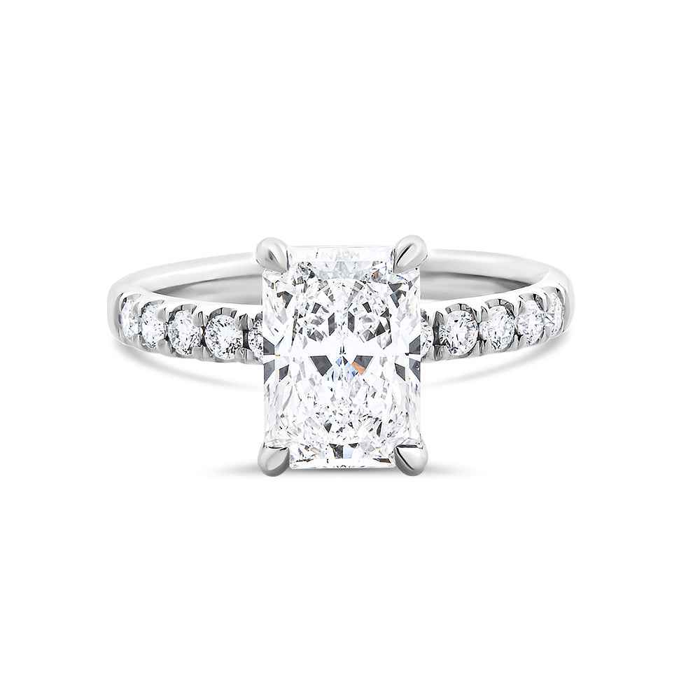 Radiant Cut Solitaire Lab Grown Diamond Ring with Shoulder Diamonds 2.25ct TDW - Watsons Jewellers