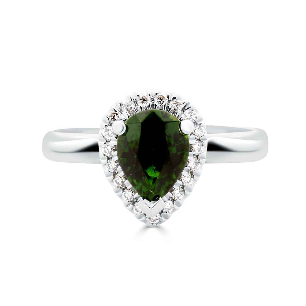Chrome Green Tourmaline & Diamond Ring