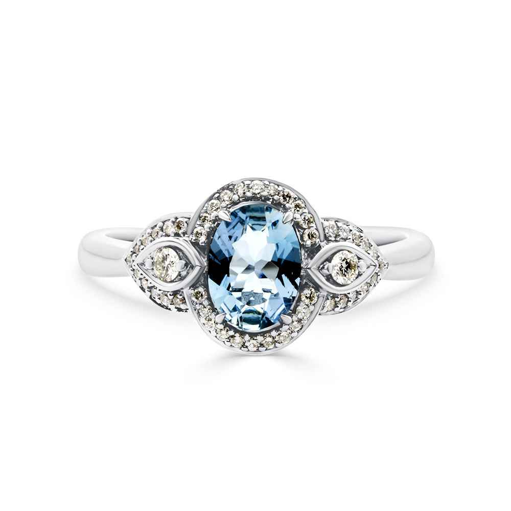 Aquamarine & Diamond Ring