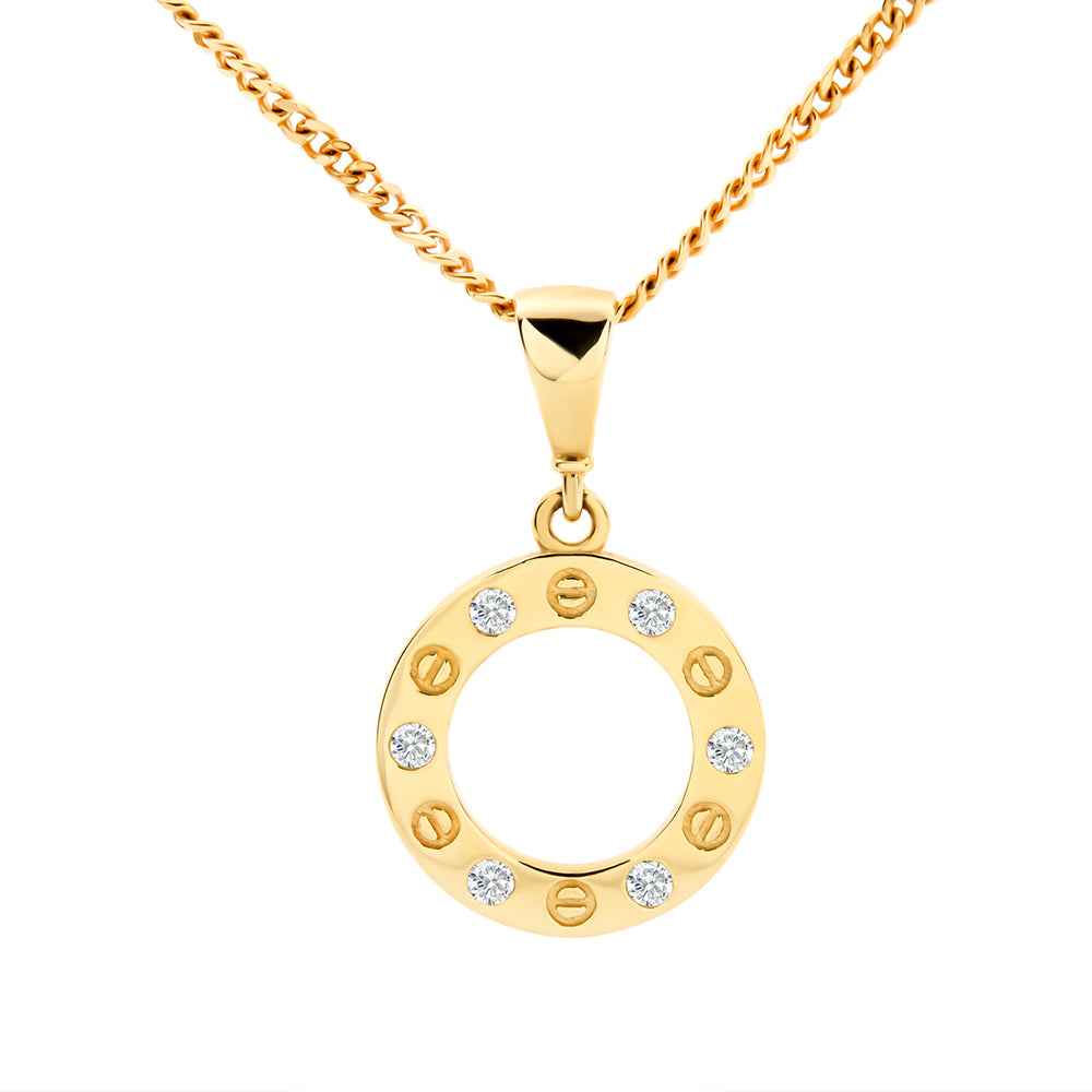 Love' Circle Cubic Zirconia Pendant Necklace