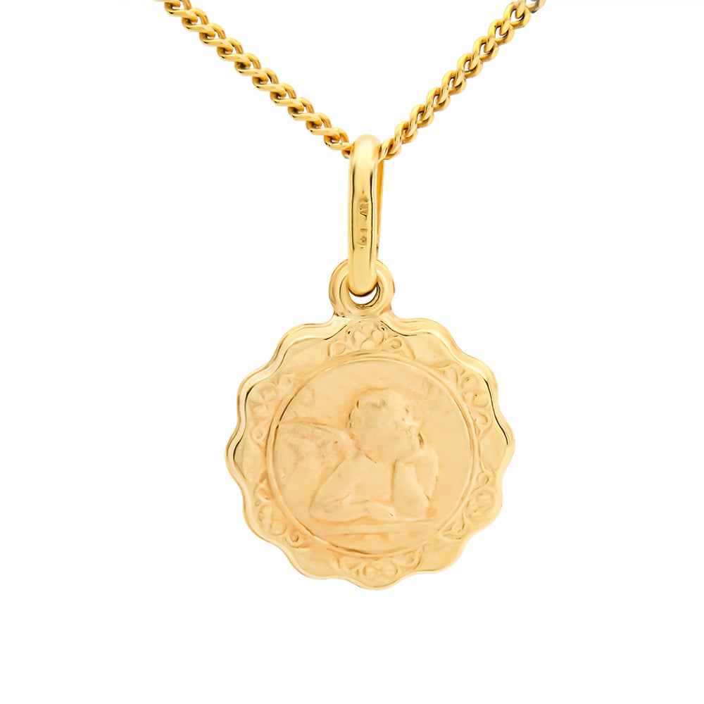 Guardian Angel Pendant 12mm - Yellow Gold