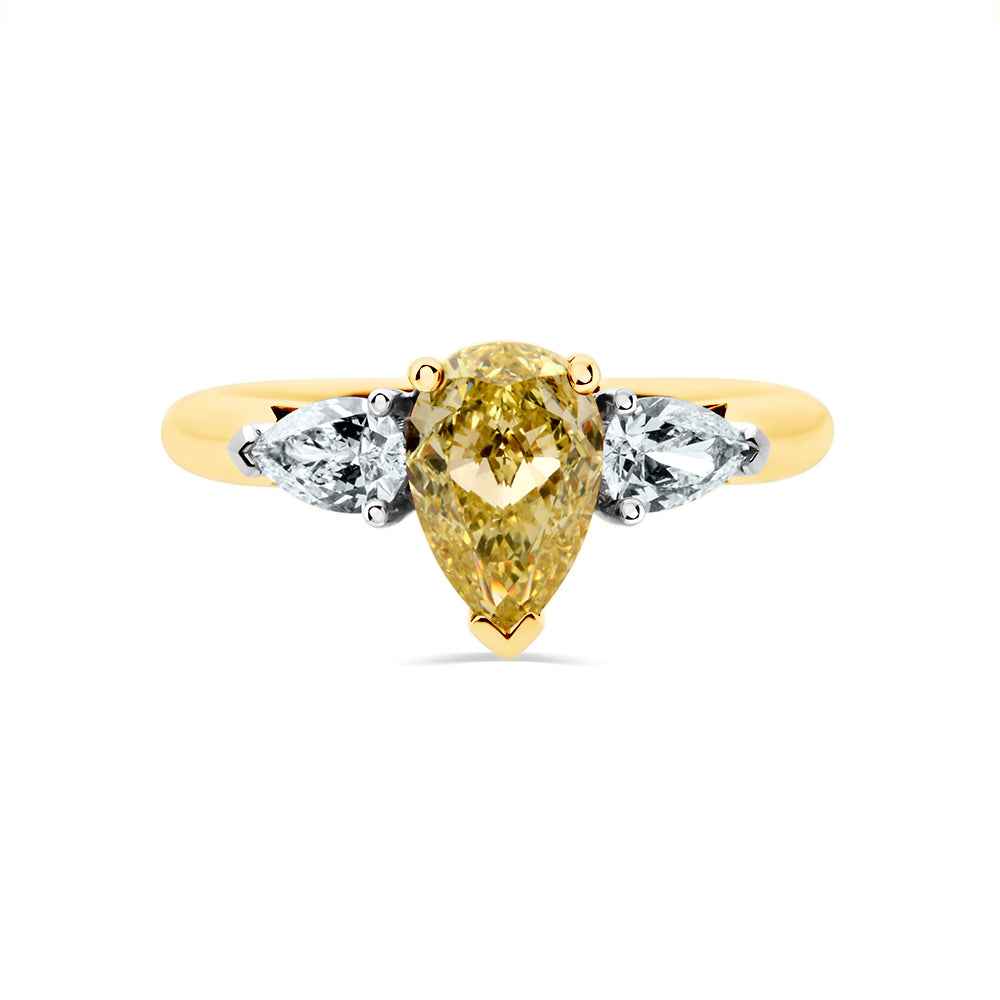 Yellow Diamond Trilogy Pear Ring - Watsons Jewellers
