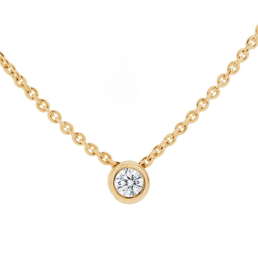 Round Brilliant Cut Bezel Set Slider Necklace