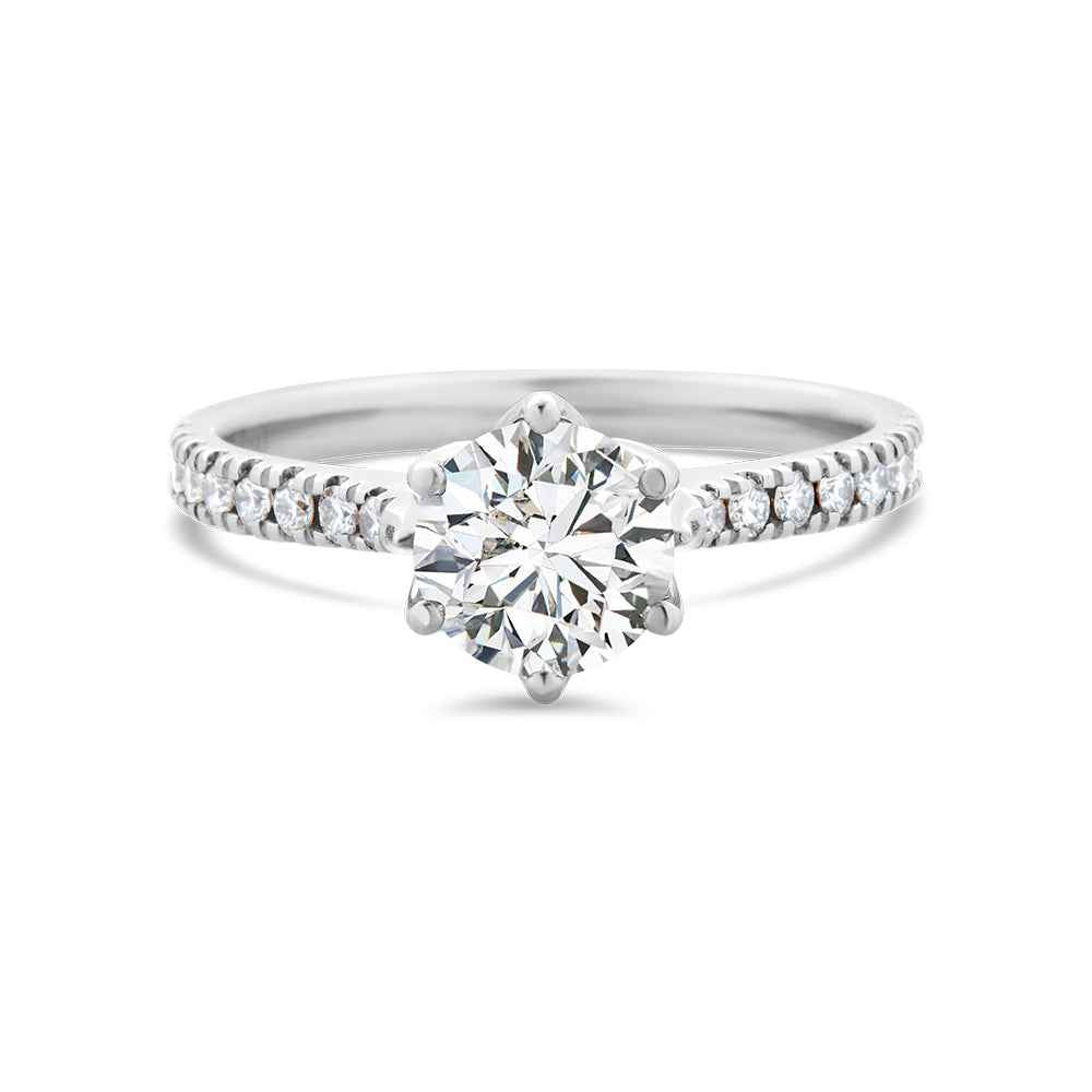 Round Brilliant Cut Lab Grown Diamond Ring With Shoulder Diamonds 1.25ct TDW - Watsons Jewellers