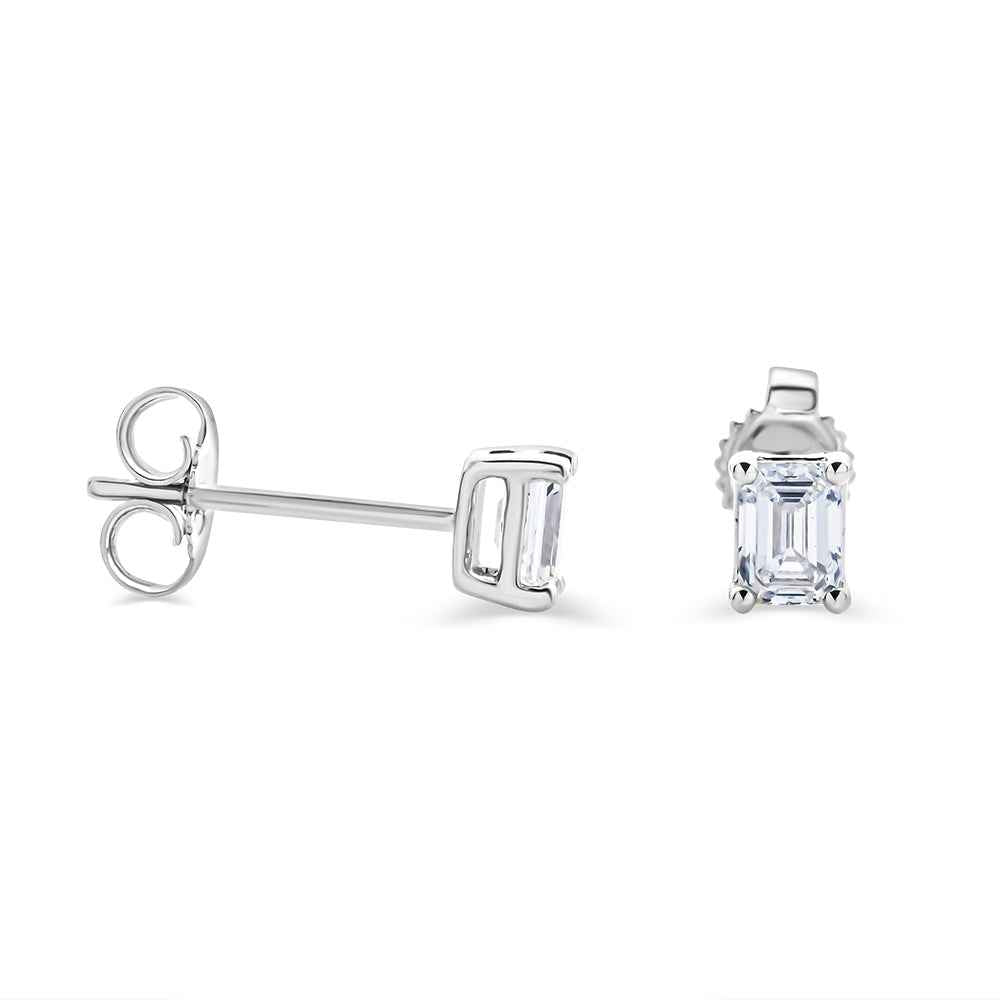 Emerald Cut Lab Grown Diamond Stud Earrings