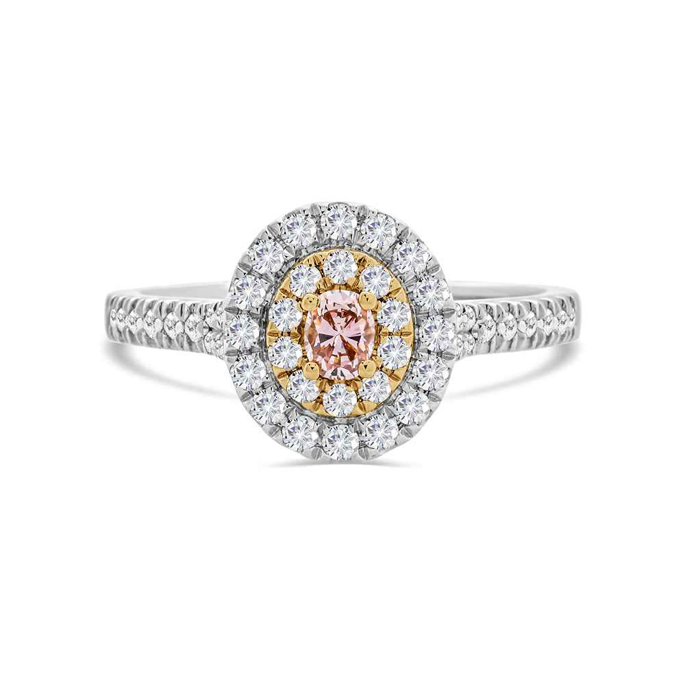 Natural Pink Double Halo Diamond Ring - Watsons Jewellers