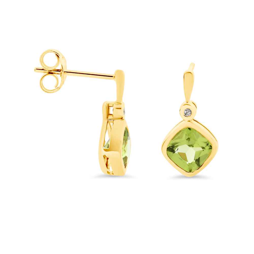 Peridot & Diamond Stud Earrings