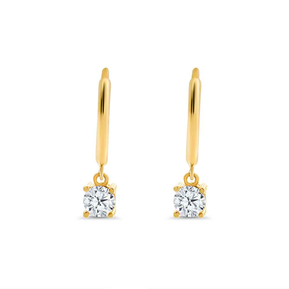 Round Cubic Zirconia Huggie Earrings