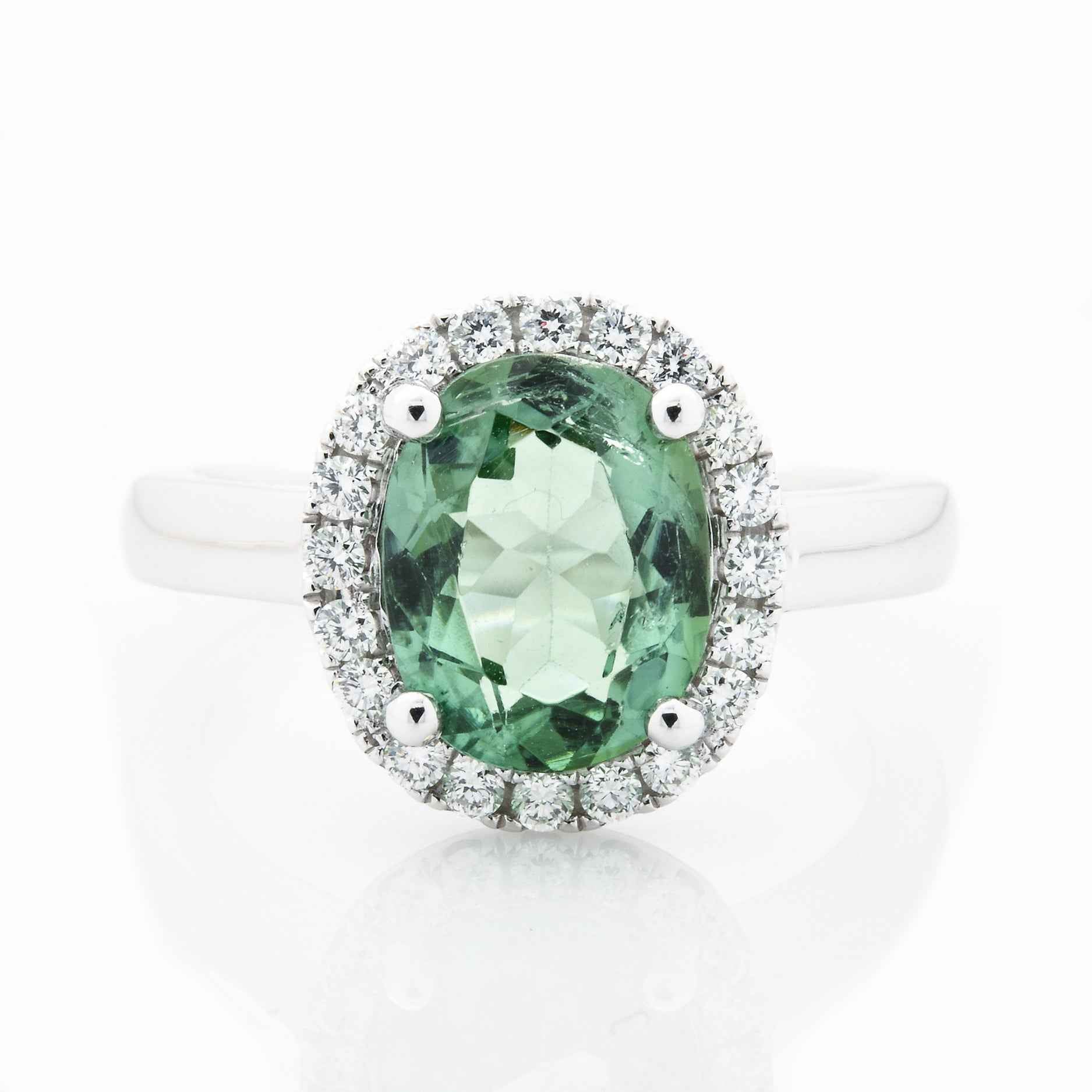 Mint Green Tourmaline And Diamond Ring