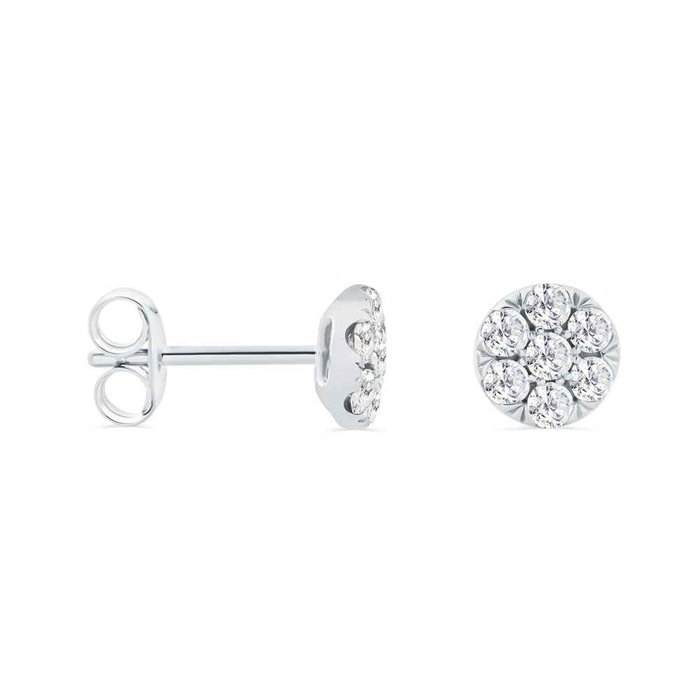 0.50CT Claw Set Diamond Cluster Stud Earrings 9ct White Gol