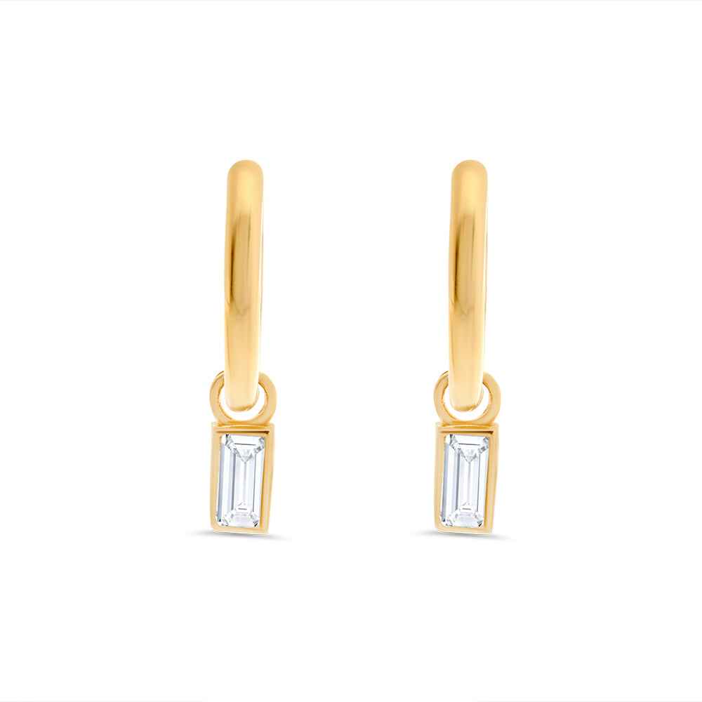 Emerald Cut Cubic Zirconia Huggie Earrings