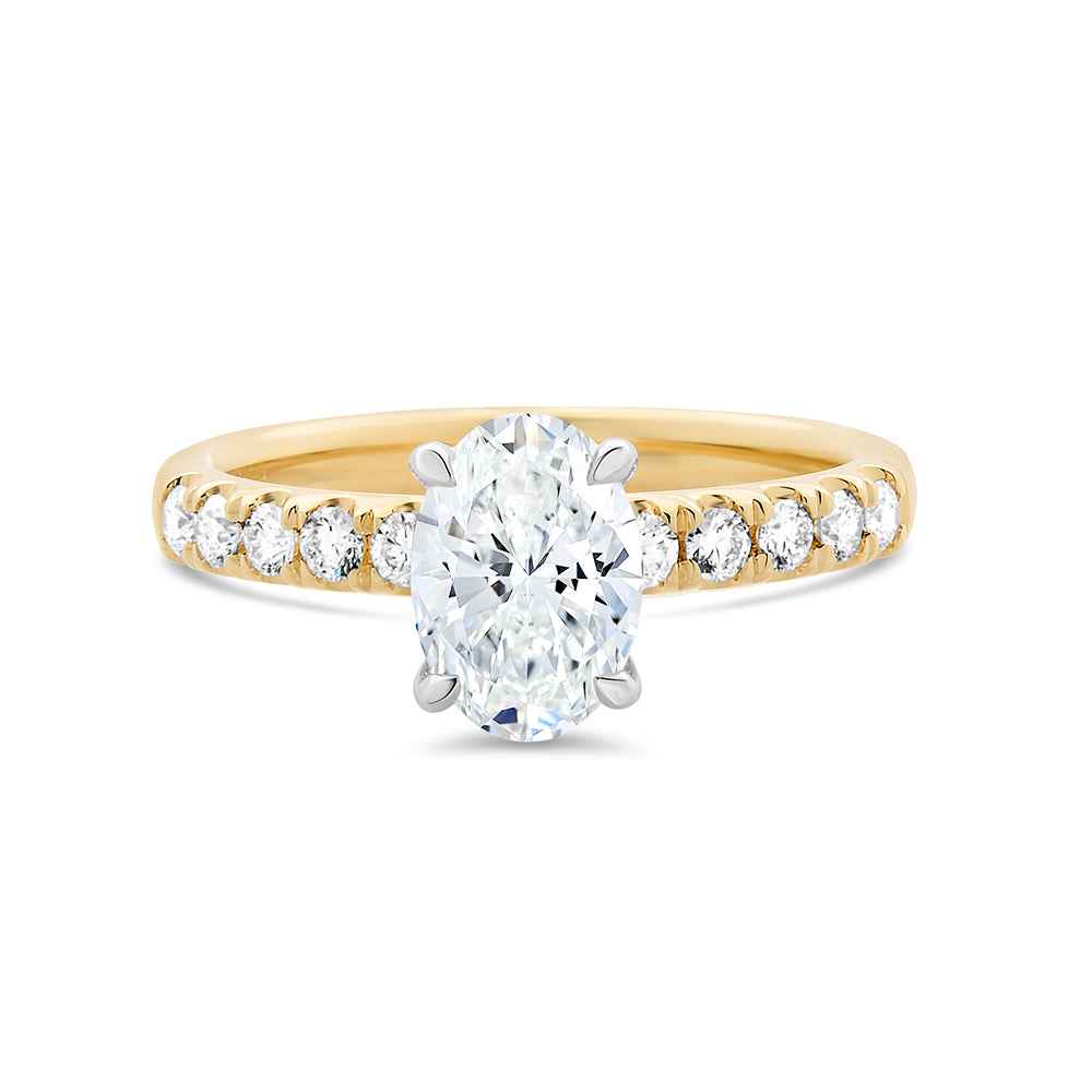 Oval Soliaitre Lab Grown Ring With Lab Grown Diamond Shoulders - Watsons Jewellers