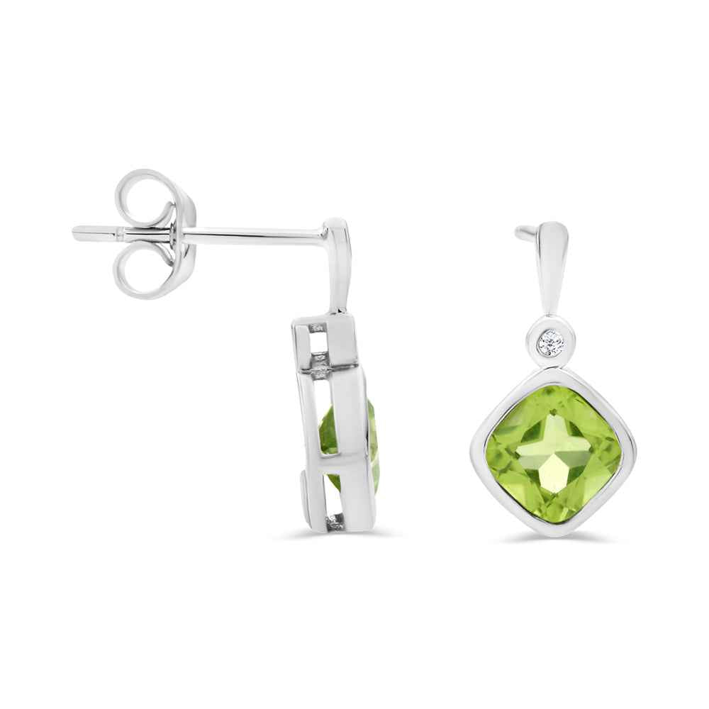 Peridot & Diamond Stud Earrings
