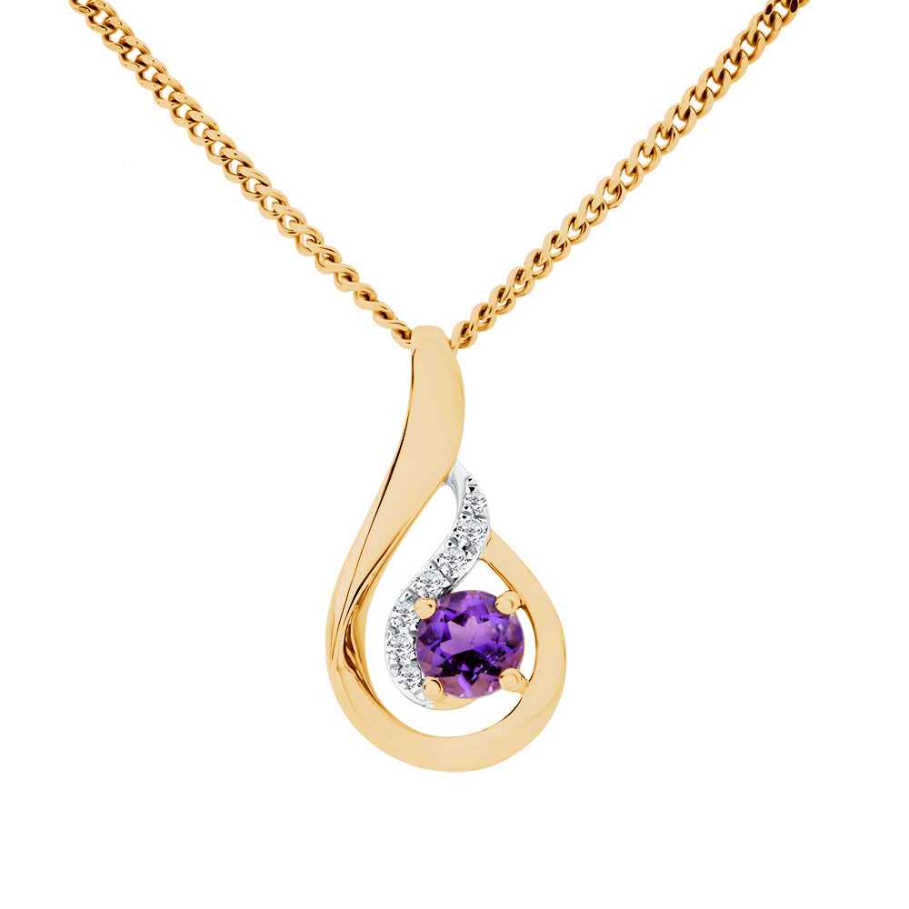 Amethyst & Diamond Pendant