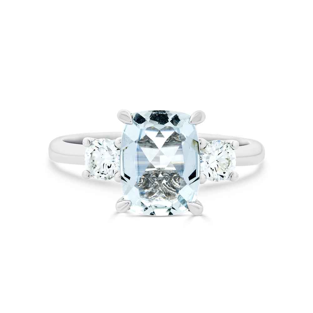 Aquamarine & Diamond Ring