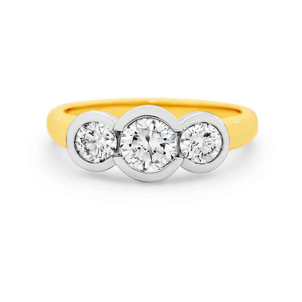 18CT Yellow And White Gold Trilogy Diamond Ring - Watsons Jewellers