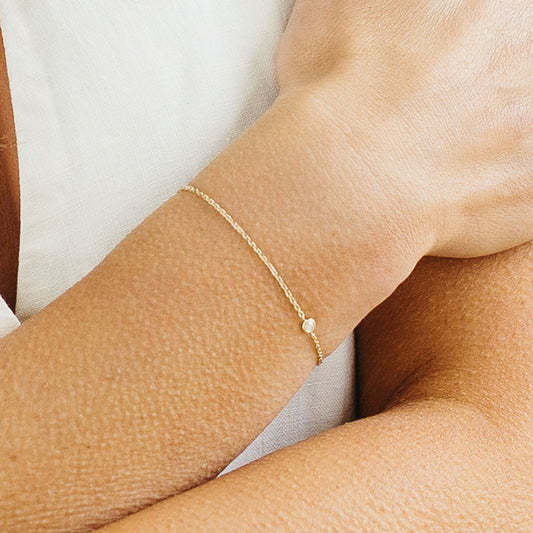 0.05ct Adjustable Diamond Set Bracelet - Yellow Gold
