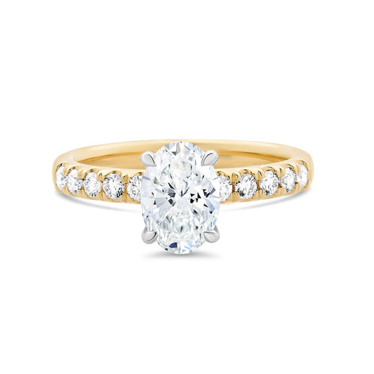 Oval Solitaire with Claw Set Shoulders Lab Grown Diamond Ring