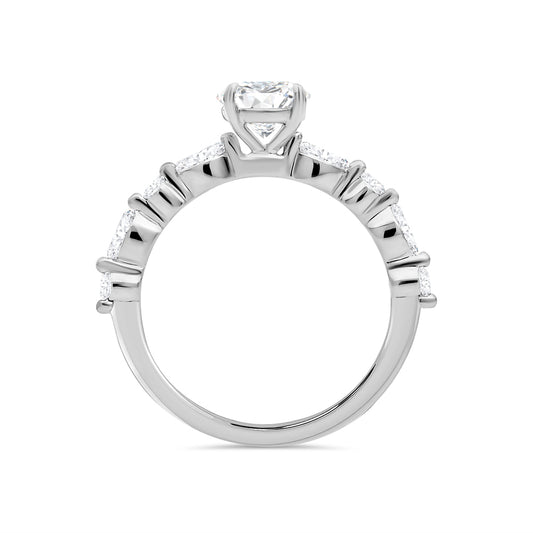Lab Grown Solitaire with Fancy Set Shoulder Diamonds