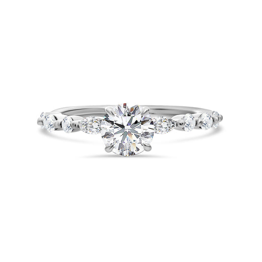 Lab Grown Solitaire with Fancy Set Shoulder Diamonds