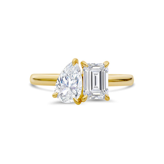 TOI ET MOI Emerald & Pear Cut Lab Grown Diamond Ring