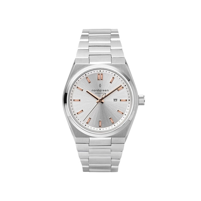 NORDGREEN SUCCESSION 41MM SILVER WITH SILVER DIAL, ROSE GOLD INDICIES
SN35SIHLSPSS