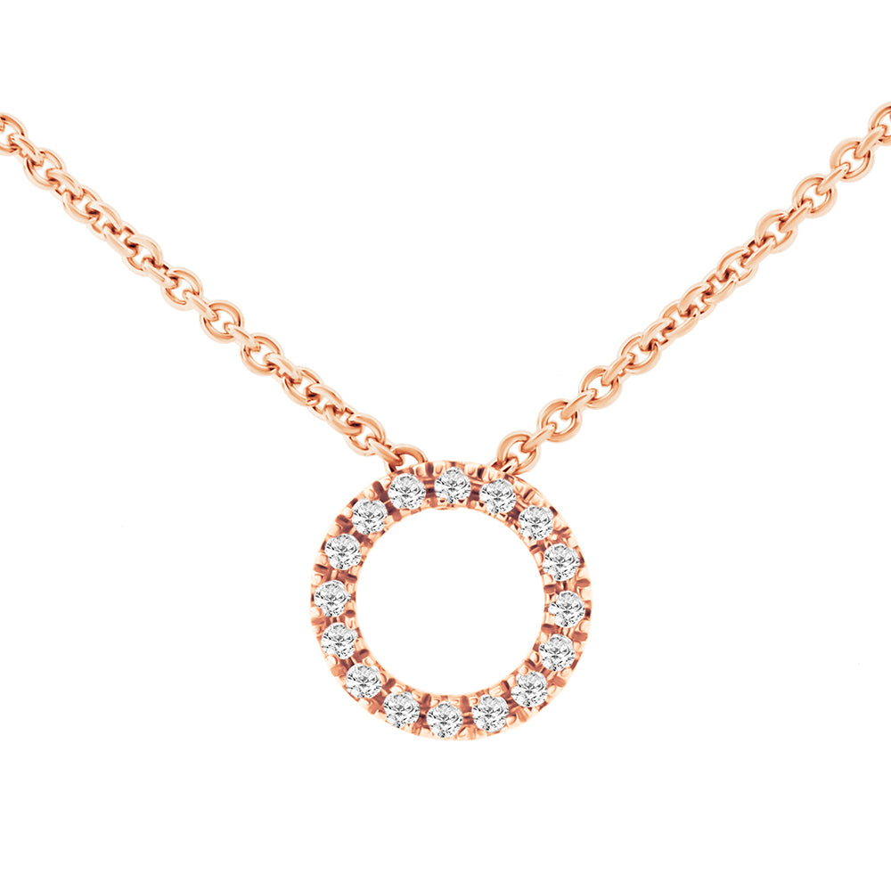 Claw Set Circle Diamond Pendant Necklace 9CT Rose Gold