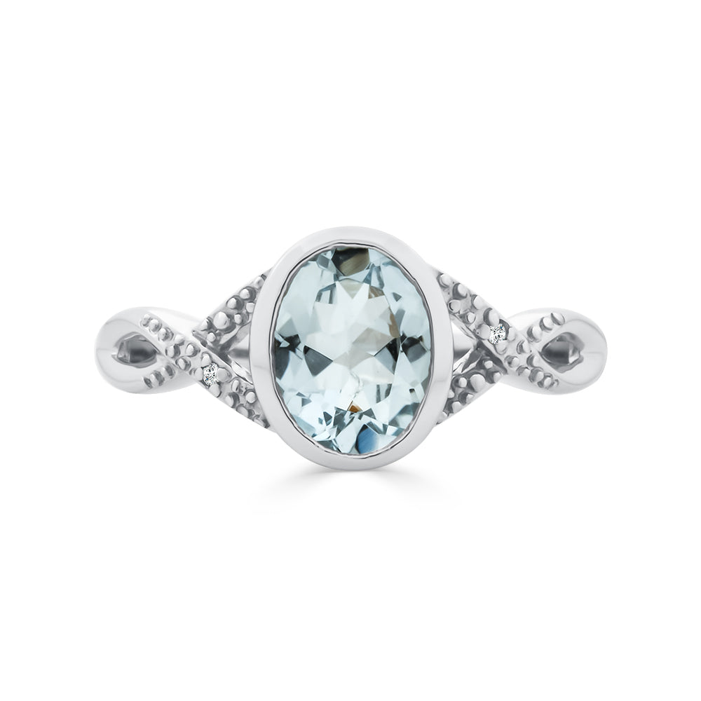 Aquamarine & Diamond Ring