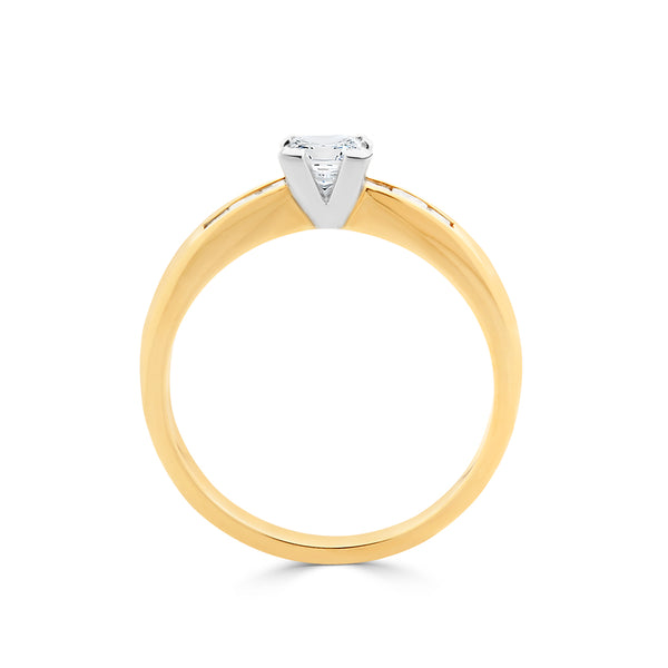 Princess Cut Solitaire With Shoulder Diamonds