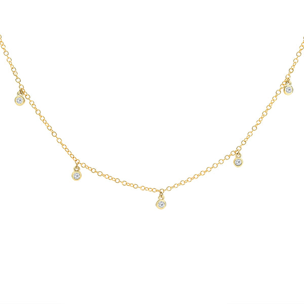 9ct Yellow Gold Bezel Set Diamond Chain