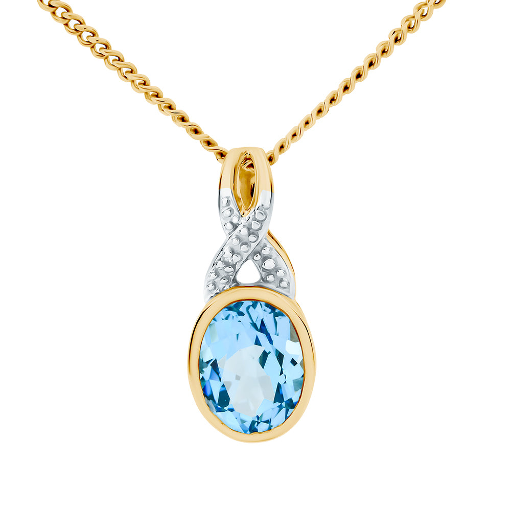 Swiss Blue Topaz & Diamond Pendant