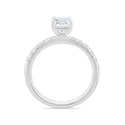 18ct White Gold Emeral Cut Lab Grown Diamond Ring With Shoulder Diamonds - Watsons Jewellers