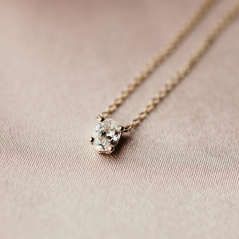 CALI- Oval Solitaire Diamond Pendant