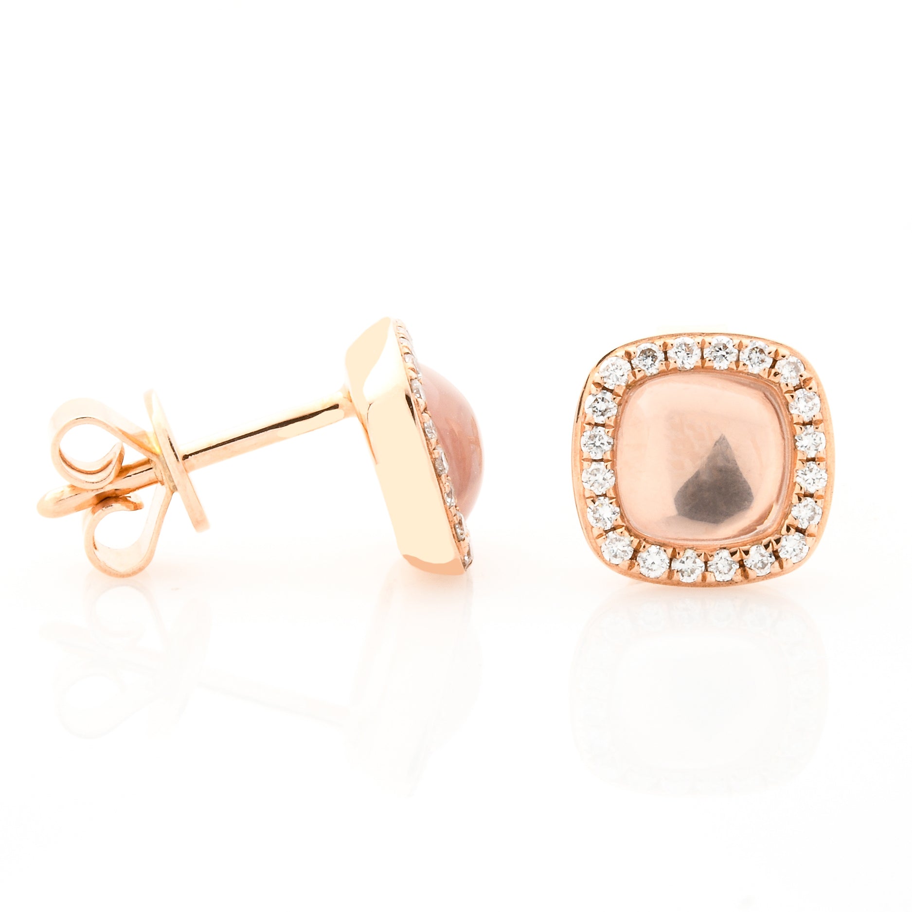 Rose Quartz And Diamond Earrings