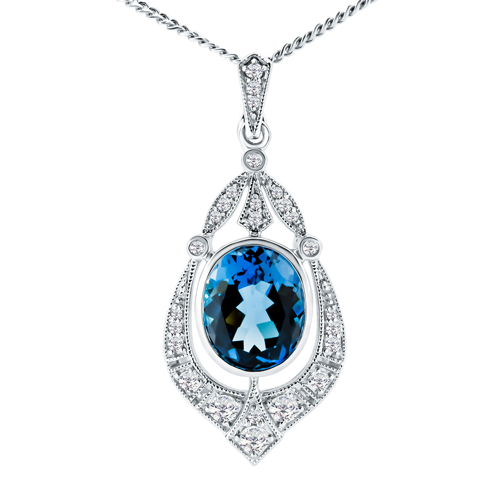 London Blue Topaz & Diamond Pendant Enhancer