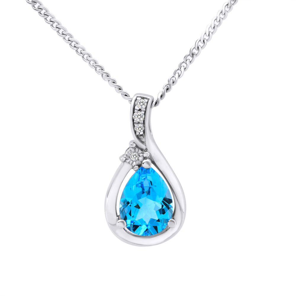 Blue Topaz And Diamond Pendant