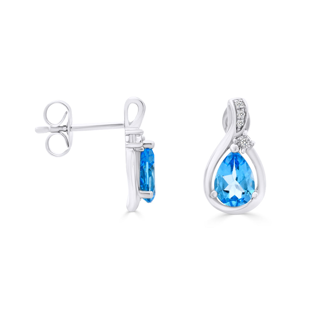 Blue Topaz & Diamond Earrings