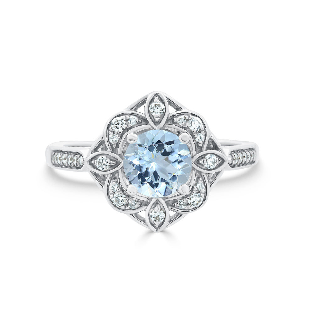 Aquamarine & Diamond Ring