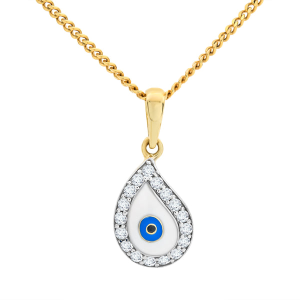 9ct Yellow Gold Evil Eye & Diamond Pendant