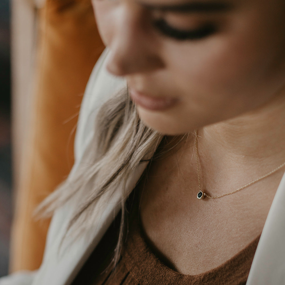 Bezel Set Sapphire Necklace