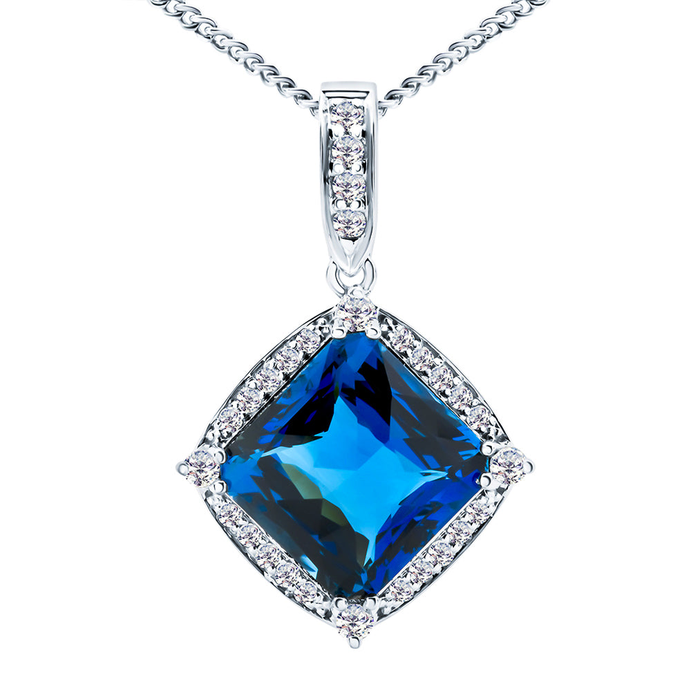 London Blue Topaz & Diamond Pendant Necklace