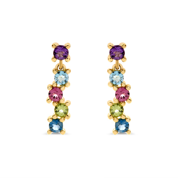 Amethyst, Topaz, Garnet & Peridot Stud Earrings