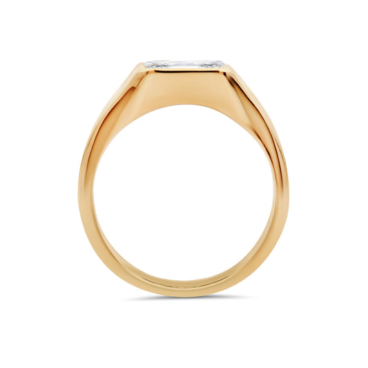 East To West Bezel Set Emerald Cut Lab Grown Diamond Ring