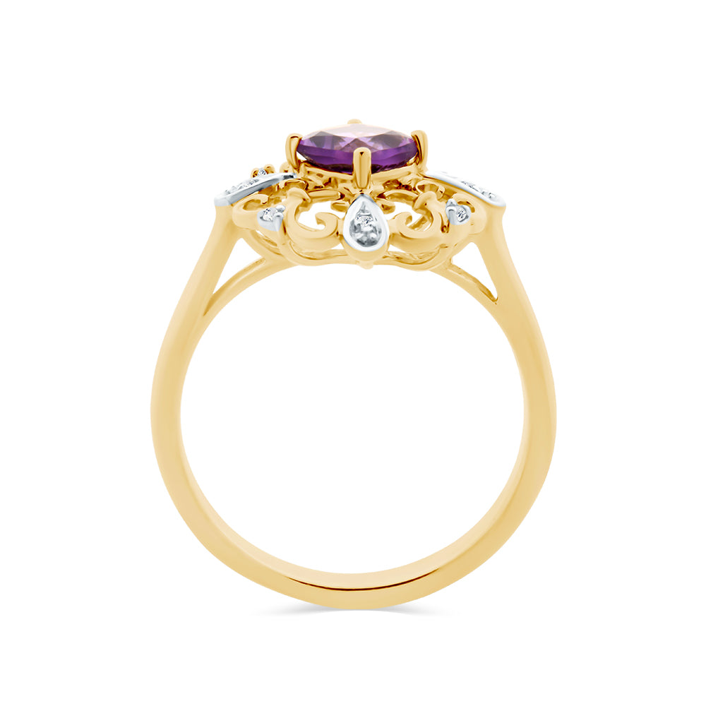 Amethyst & Diamond Ring