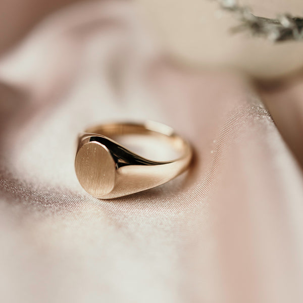 Brushed & Polished Oval Signet Ring