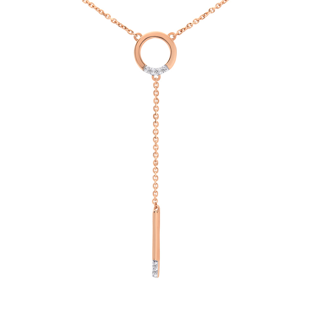 Trailing Circle Pendant Necklace with Bead Set Diamonds 9ct Rose Gold